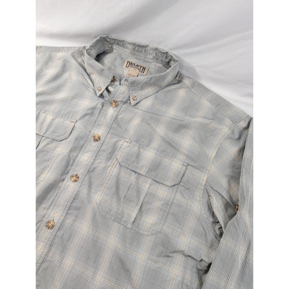 Duluth Trading Co Shirt 2XLT Fishing Lightweight Button Down Shirt Long Sleeve